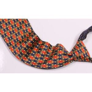 Gianni Versace Vintage 80s 90s Red/Blue Geometric Print Silk Necktie Tie